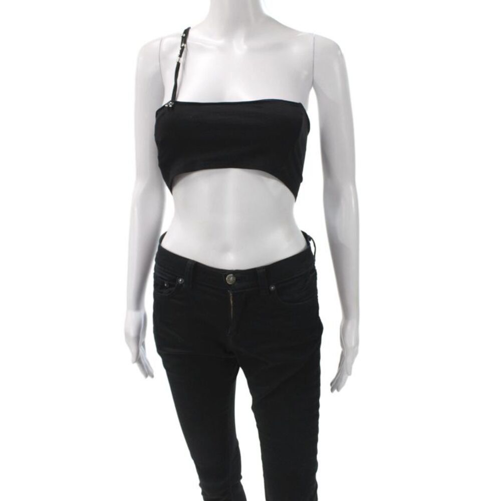 ROTATE Womens Cropped One Shoulder Sleeveless Black Tank Size M